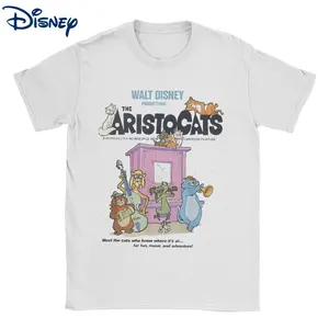 Disney The Aristocats Marie Cats Playing Piano T-Shirt Men  Amazing Cotton Tee Shirt O Neck Short Sleeve T Shirt Party Clothes