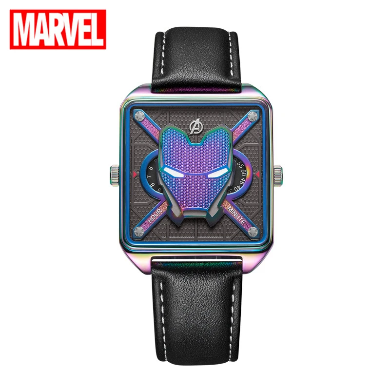 MARVEL Ironman Super Men Cool Watch Male Colorful Leather Strap Wristwatch Stainless Steel Hour Teen Luminous Time Boy Clocks