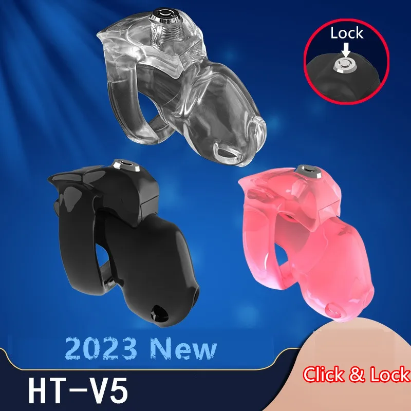 

2023 New HT-V5 Male Chastity Device Penis Lock Chastity Belt With Click & Lock Cock Ring BDSM Bondage Sex Toys For Man Gay