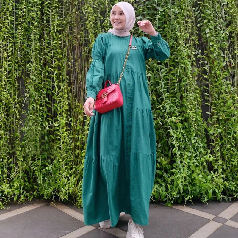

Islamic Fashion Muslim Women Long Dress Pleated Arab Israel Casual Long Dress Kaftan Indian Pakistan Ramadan Prayer Dress