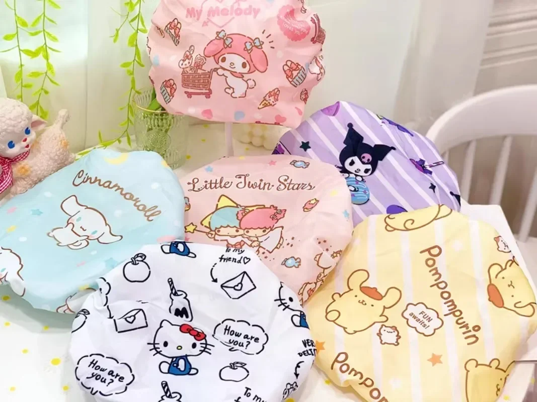 Sanrio Kawaii Adult Shower Cap My Melody Kuromi Wash And Care Cinnamoroll Hello Kitty Waterproof