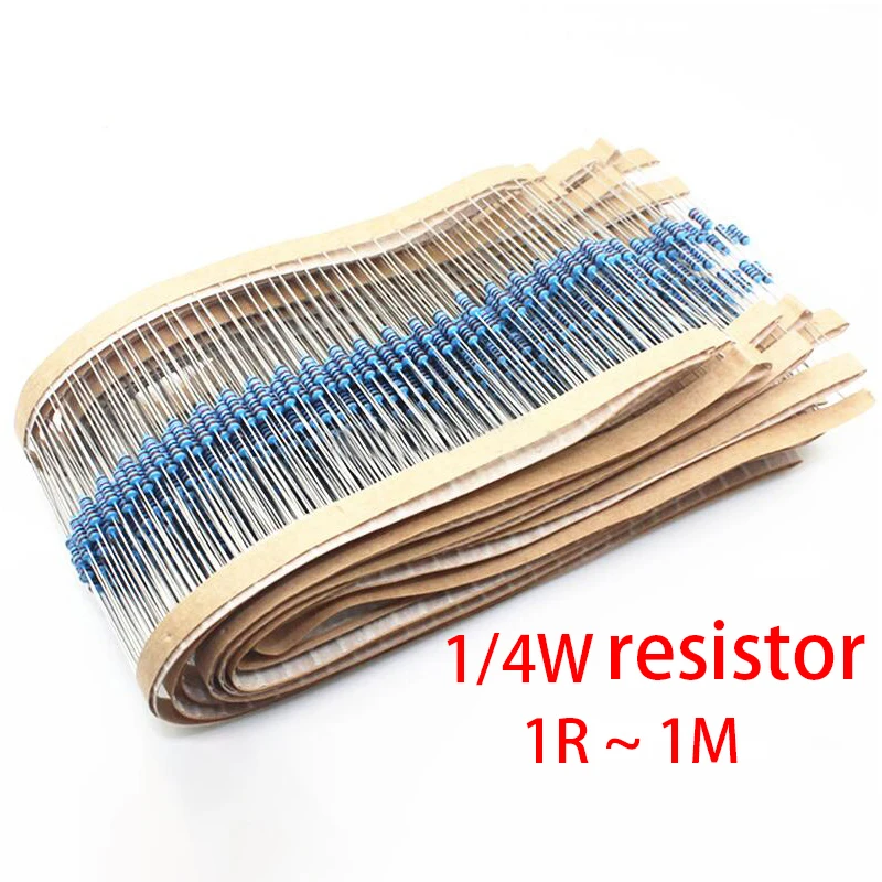 

2500 шт. 50 значений 1R - 10MR 1/4 Вт резистивная 1% металлическая пленка