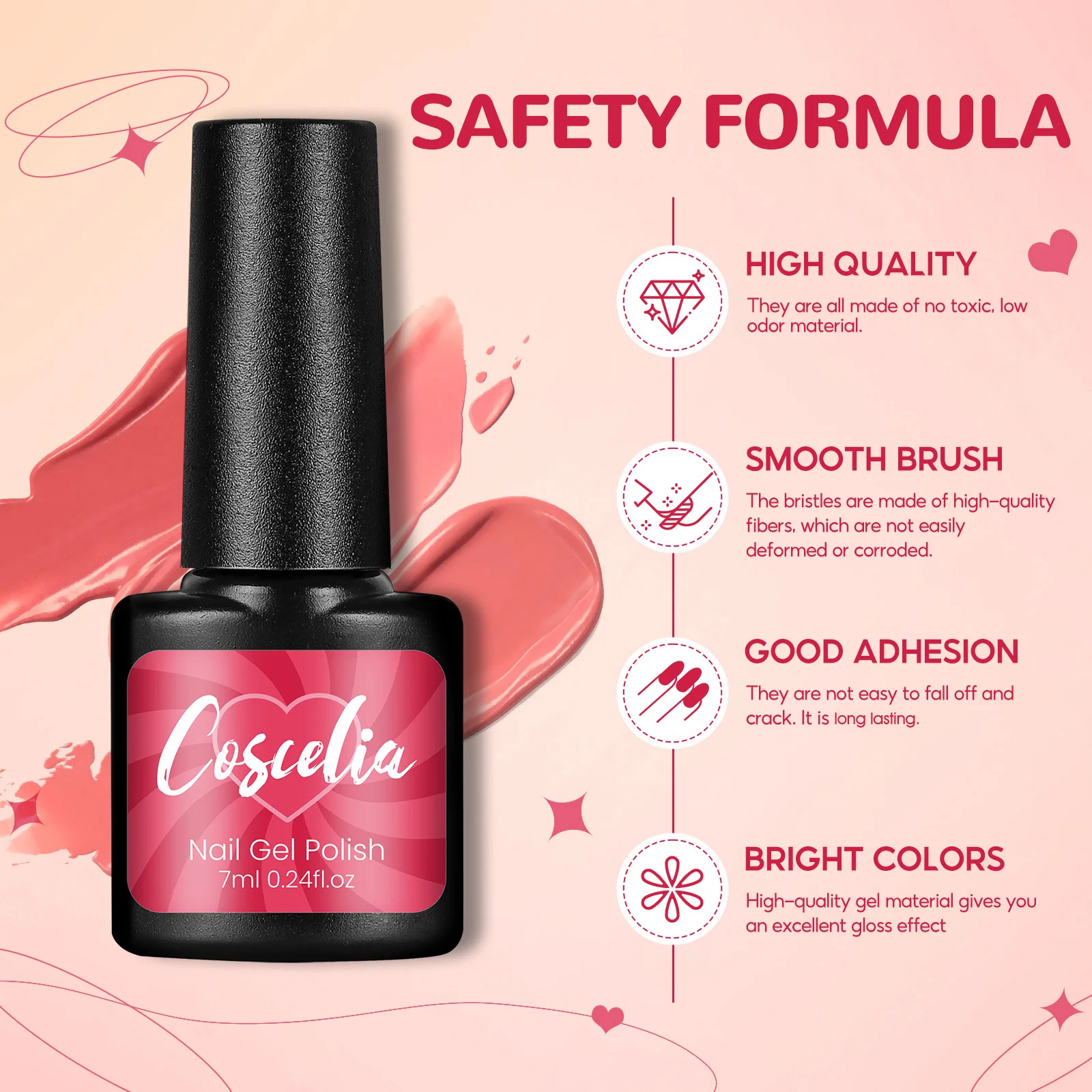 Набор Гель-лаков Для Ногтей Coscelia 10 Цветов С Базой И Верхним Покрытием