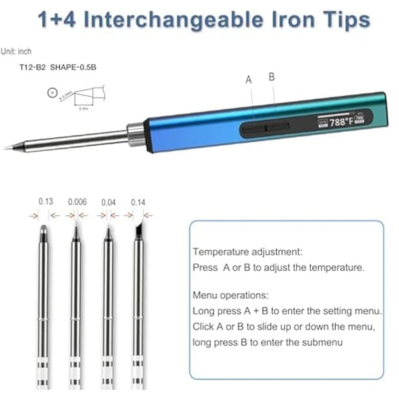 Набор для паяльника портативный умный паяльник со сменными наконечниками 96 Вт 24