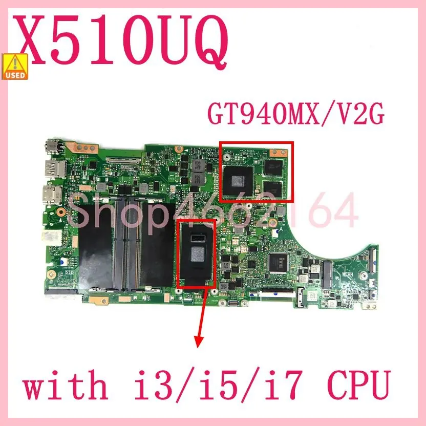 

X510UQ i5/i7 CPU GT940MX/2G Материнская плата ASUS X510U X510UQ X510UR X510UN X510UNR X510UQR S5100UR S5100 материнская плата для ноутбука б/у