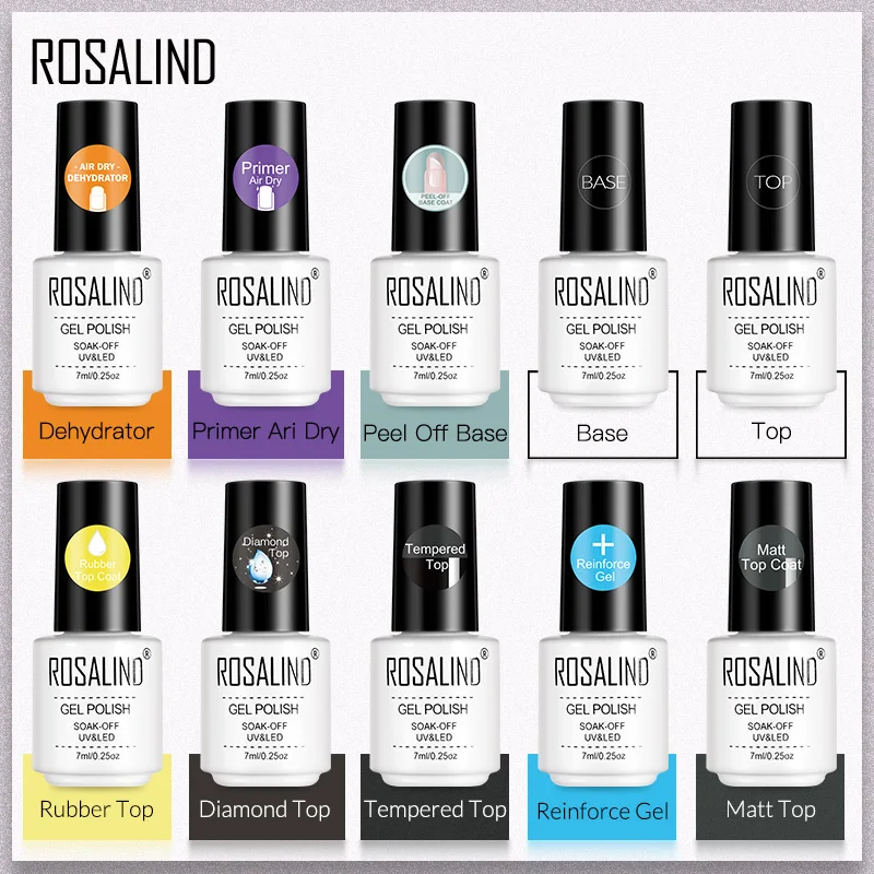 

ROSALIND 7ML Base/Top Coat Nail Gel Primer Matt Semi Permanent Manicure Decoration Durable Reinforcement Masonry Peelable Base
