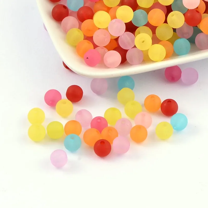 

200PCS 8mm Mixed Transparent Round Frosted Acrylic Ball Bead Hole: 2mm