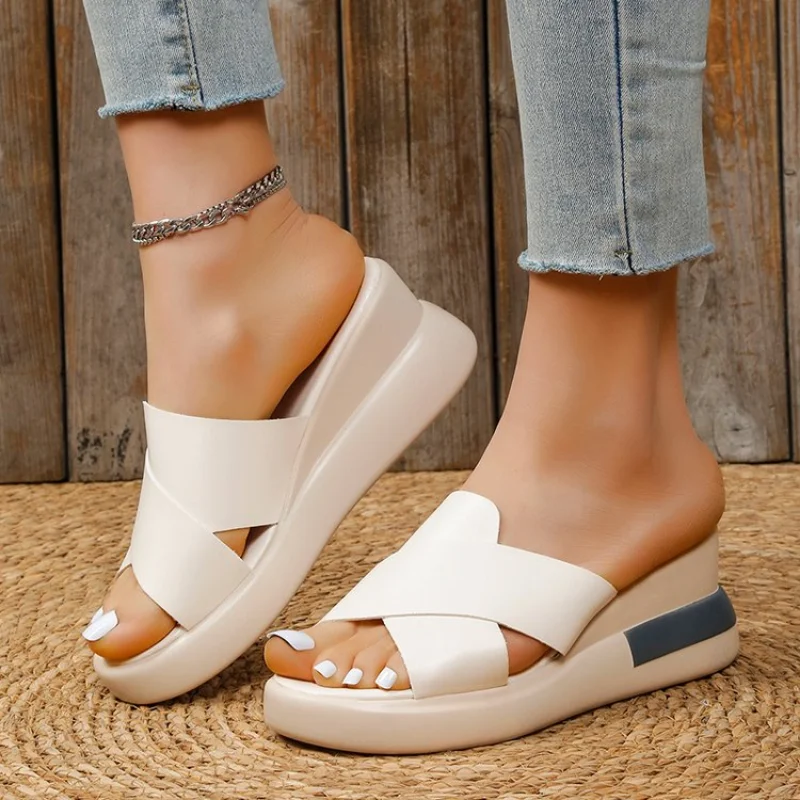 

New Fashion Wedge Heel Sandals Women's Summer Muffin Open-toe Fairy Style Outside Wear Thick-soled Shoes Women 2023