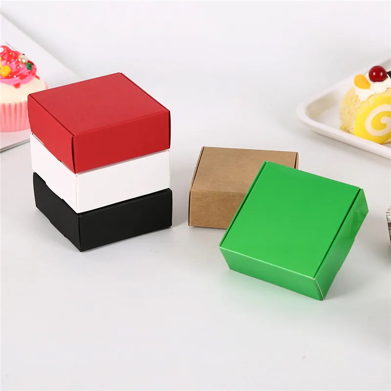 

20pcs Kraft Paper Box Brown Cardboard Handmade Soap Box White Kraft Paper Gift Box Black Packaging Candy Dragee Jewelry Box