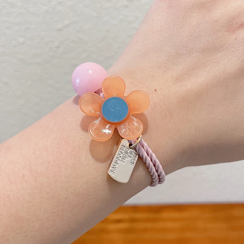Желейная цветная Цветочная резинка для волос милый простой стиль аксессуары