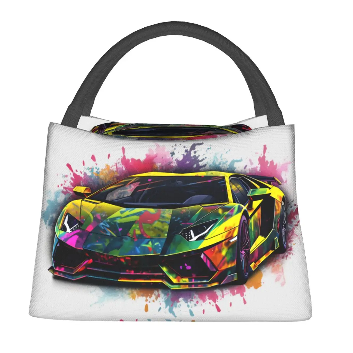 

Luxury Sports Car Lunch Bag Psychadelic Grafitti Portable Lunch Box Girls Office Graphic Cooler Bag Funny Oxford Tote Food Bags