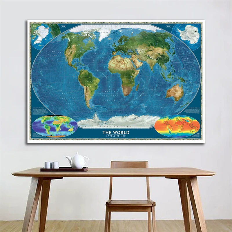 

59*42cm The World Map Wall Art Posters Unframed Canvas Paintings Living Room Home Decoration Children School Classroom Supplies