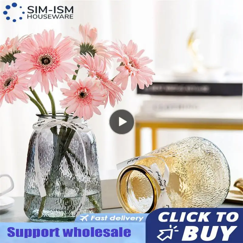 

Simple Glass Vase Dried Flowers Transparent Color Flower Vase Flower Arrangements Modern Vase Home Decoration Nordic Style Glass