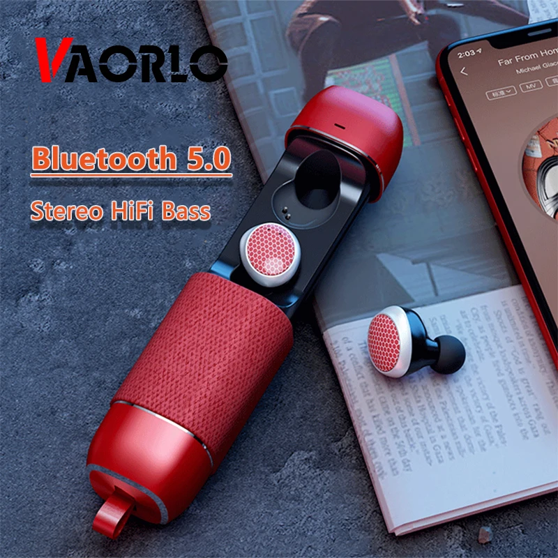 

VAORLO Metal Wireless Earphones HiFi Super Bass Stereo Music Headphone Noise Cancel Microphone Low Latency Headset For Gaming