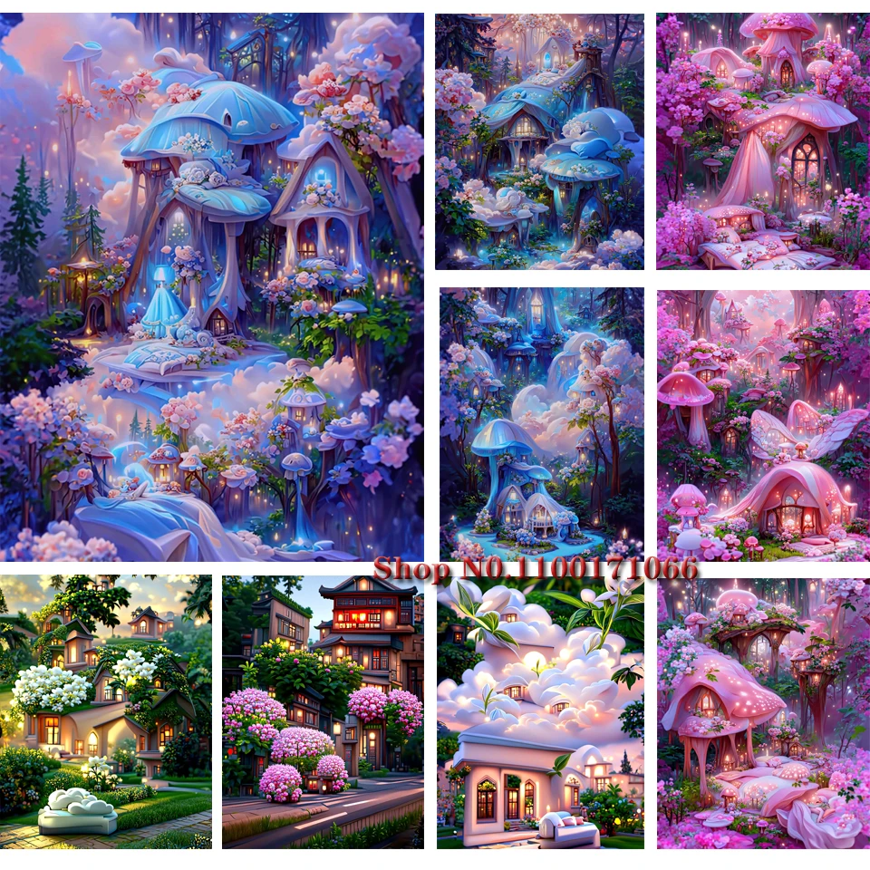 

Женский романтический цветочный дом, ландшафт 5D, фото стразы, вышивка крестиком