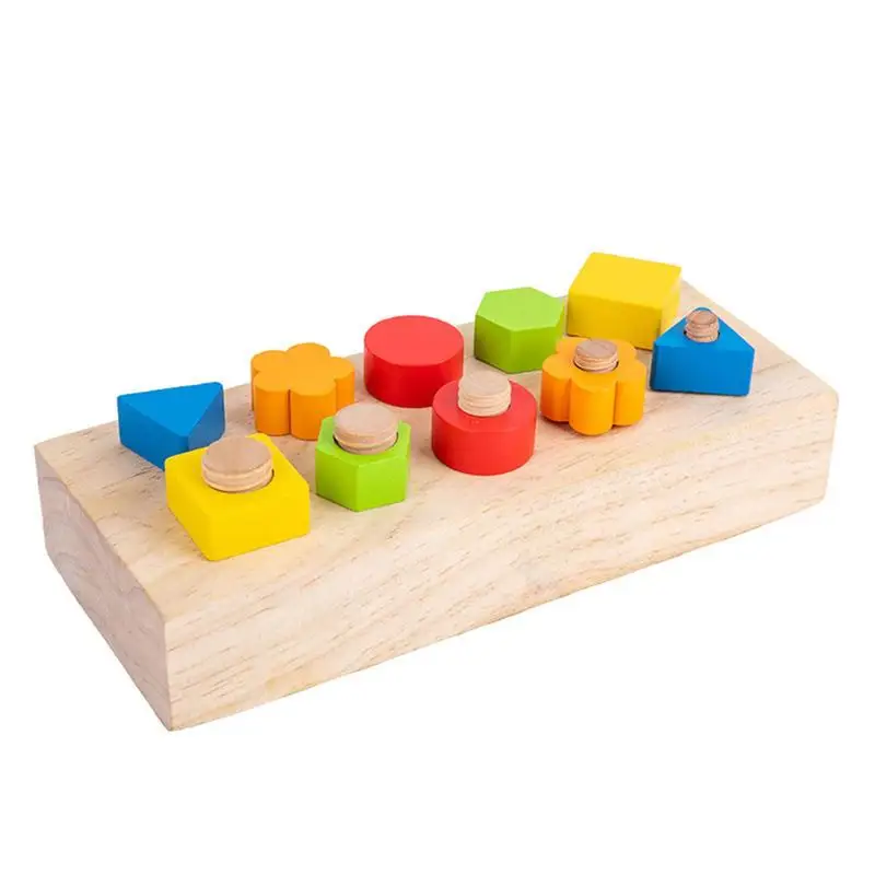 

Wooden Screw Nut Assembling Building Blocks Solid Wood Screw Nut Hands-On Teaching Aid Early Educational Toy For Children