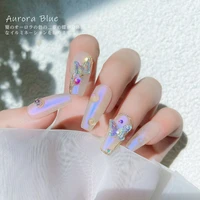 approx 50pcsbatch nail art double layer aurora butterfly symphony decorations diy charms resin 3d nails rhinestone 5colorsz1