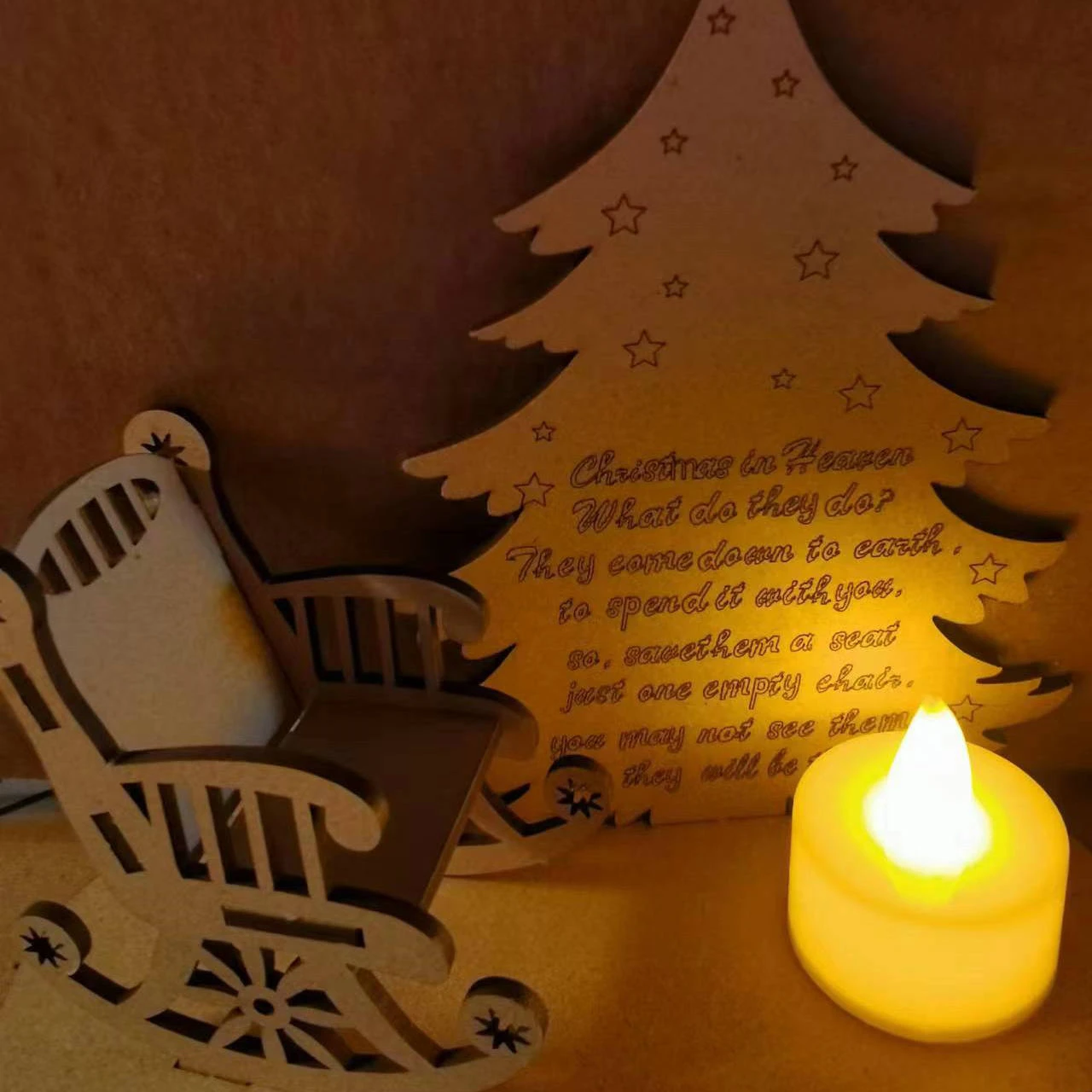

Creativity Wooden Christmas Decoration DIY Holiday Lights Angel Poetry Commemorate Loved Ones Christmas Wooden Ornaments