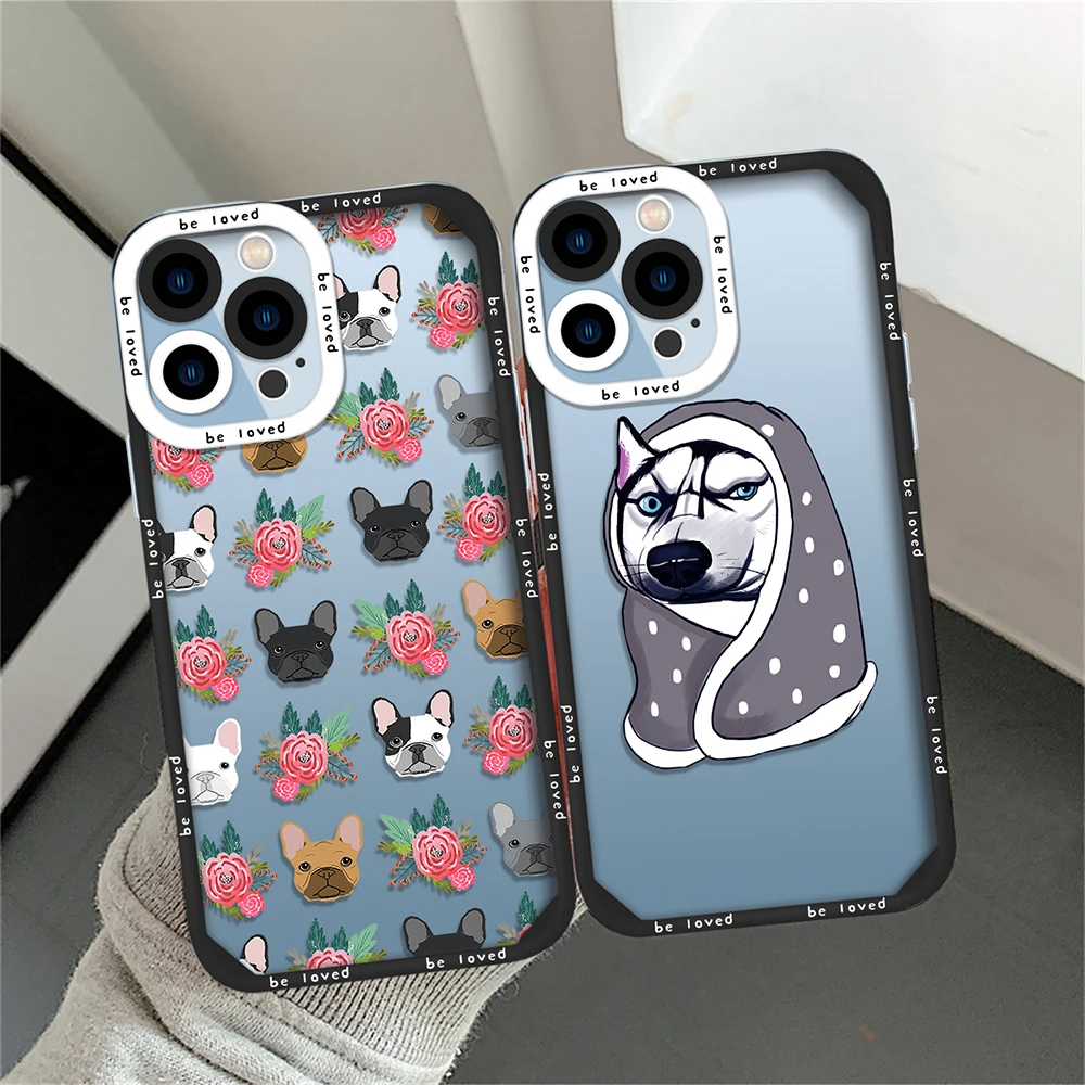 

Cute Funny Dog Phone Case for iPhone 13 14 11 12 Pro Max Mini XS XR X 7 8 Plus Shockproof Silicone Soft Back Cover Clear Coque