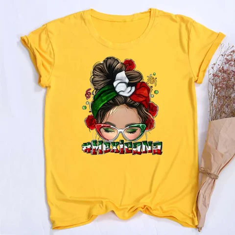 Рубашка с принтом Mexicnana для девочек, женская летняя футболка в стиле ретро, футболка с графическим рисунком, модная женская футболка с короткими рукавами, винтажная одежда для девочек