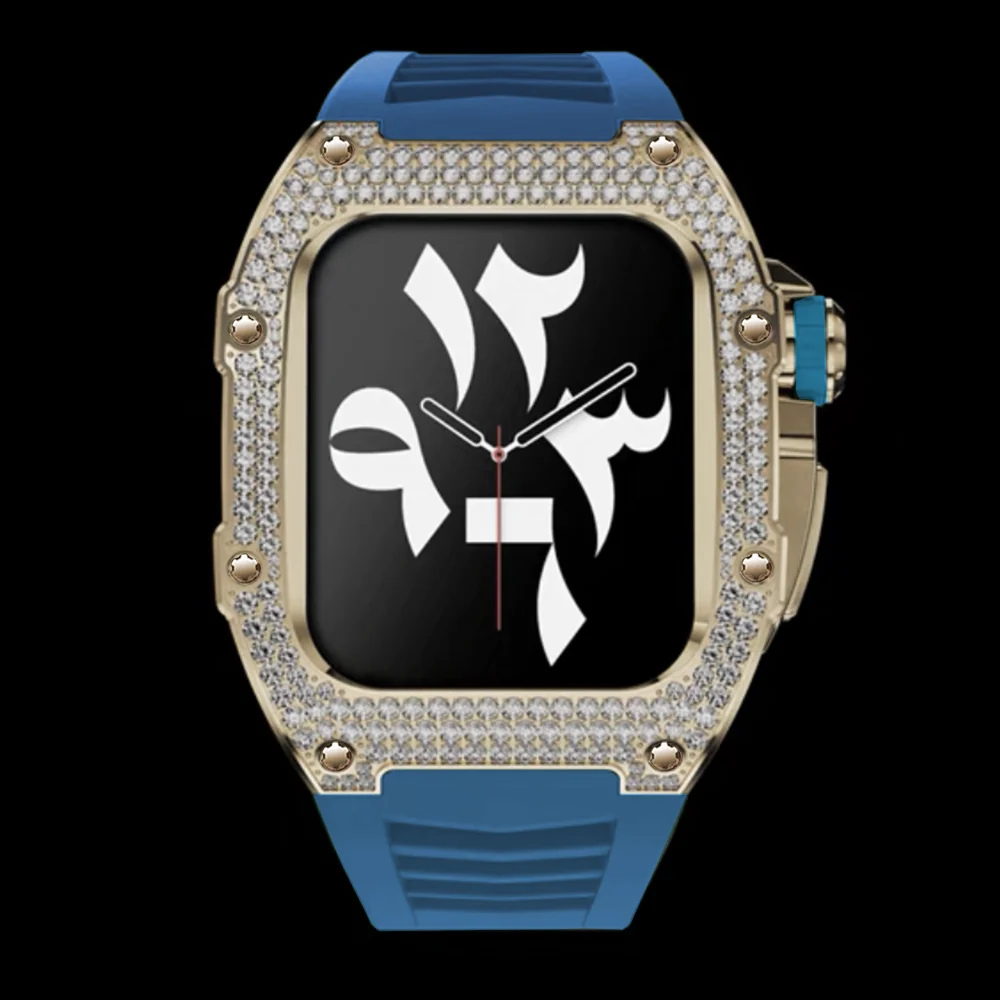 Luxury Rubber Strap For apple watch 7 6 5 4 SE 45MM 44MM Replacement Strap For Series iwatch 7 6 5 SE 44MM 45MM DIY Kit