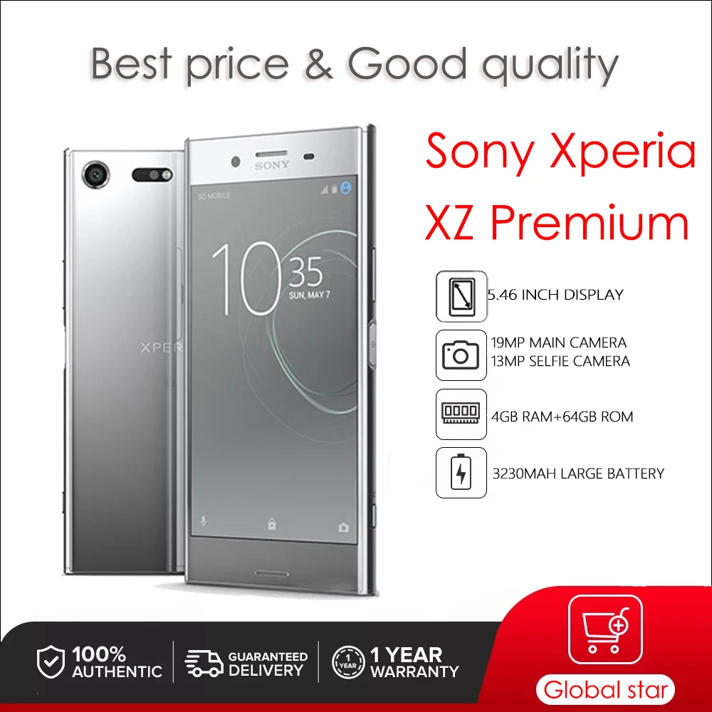 Оригинальный разблокированный Sony Xperia XZ Premium G8141/G8142/телефон ОЗУ 4 Гб ПЗУ 64 ГБ 4G LTE