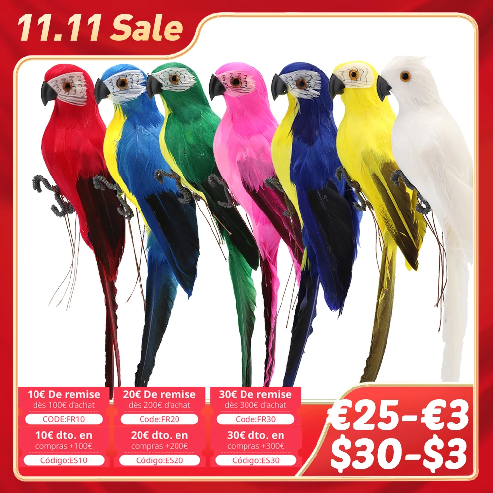 

1PC Handmade Foam Feather Artificial Parrot Imitation Bird Model Figurine Foam Birds Parrot Home Garden Decoration Ornament