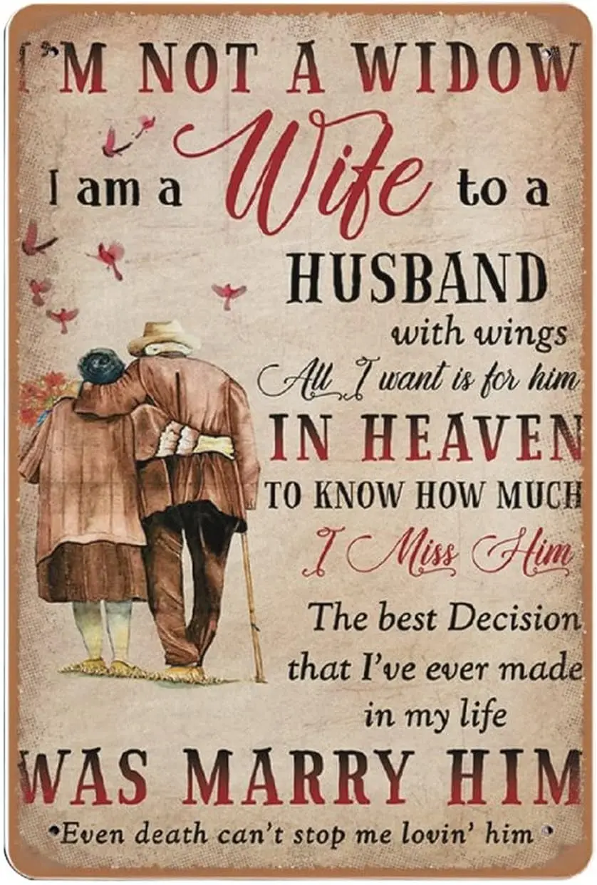 KLSPU M Not Wdow 'm Wfe Husbnd tn Sgn Memorl Gft для s of Sympthy Retro rt Home Lvng Room Country