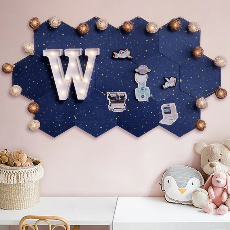 

Starry Sky Hexagonal Felt Board Cork Board Message Photo Background Wall 3d Three-dimensional Self-adhesive Wall Sticker