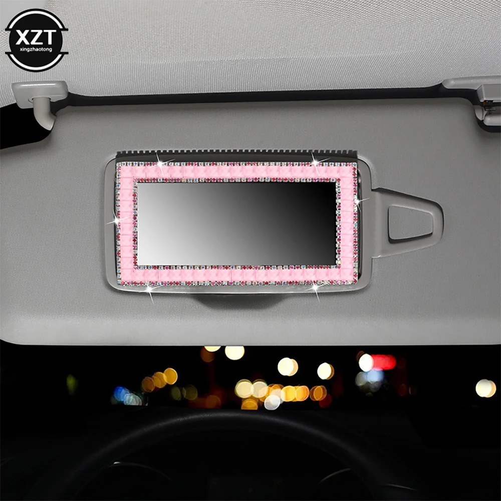 

Portable Car Sun Visor Vanity Mirror Self Adhesive Auto Cosmetic Mirror 15x8cm Car-styling Bling Car Accessories for Woman