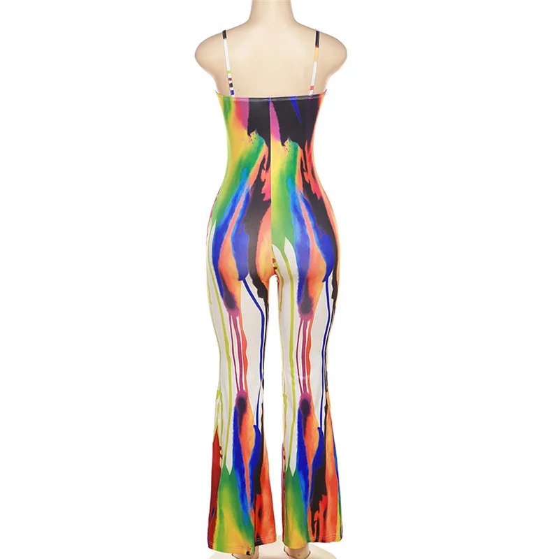 Sexy Tie Dye Jumpsuit 2023 Women Summer Romper Elegant Luxury Outfit Bodycon One Piece Casual Jumpsuits Bodysuit Playsuit