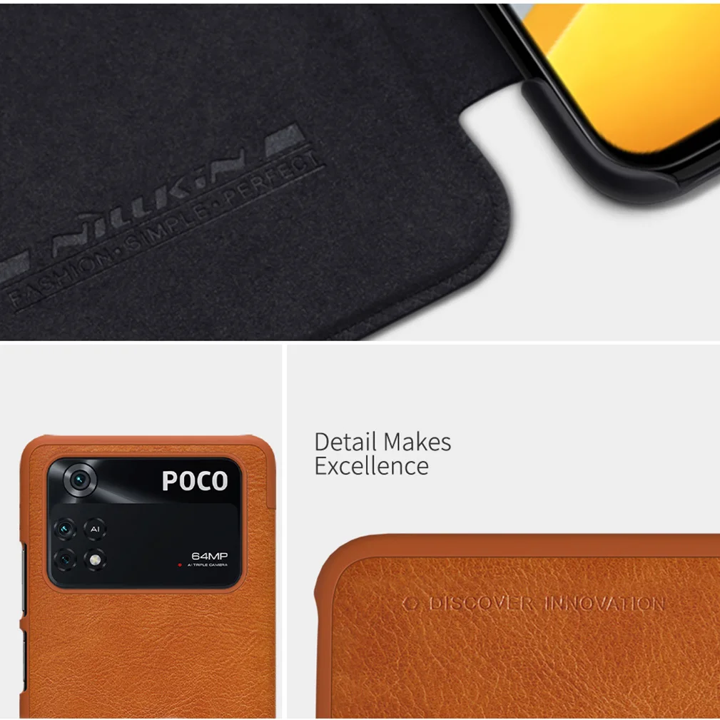 For Xiaomi Poco M4 Pro 4G Case NILLKIN QIN Flip Wallet Bag Leather Protective Back Shell For Xiaomi Poco M4 Pro M4 5G Cover