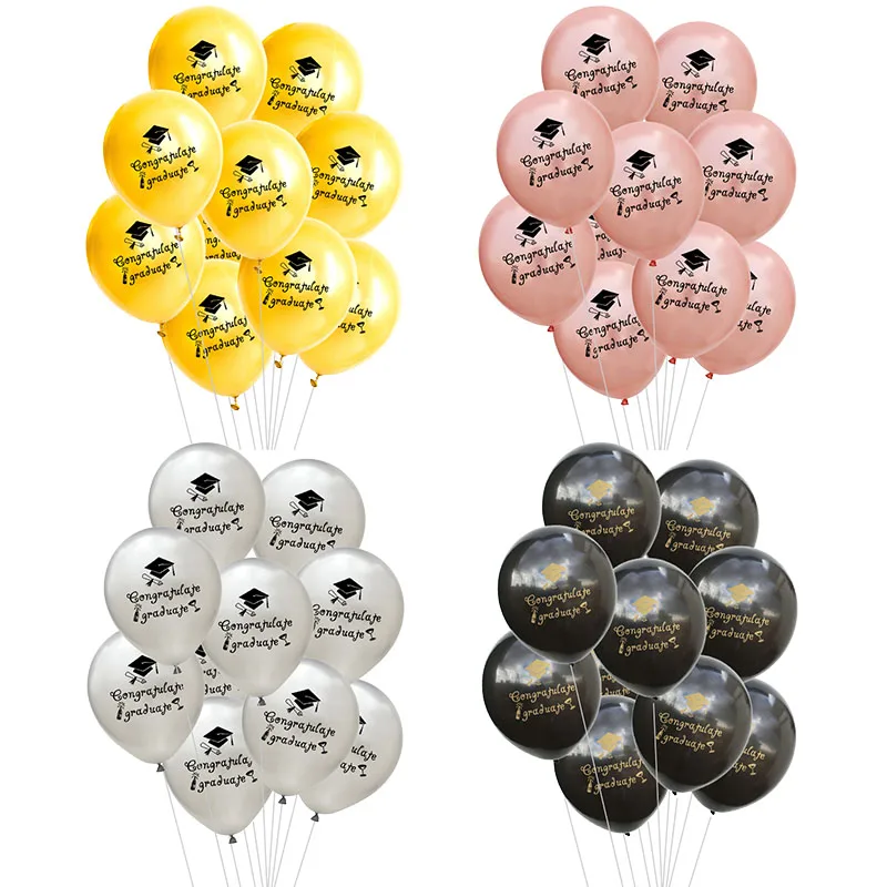 

10/15 Pcs 12inch Congratulate Graduate Latex Balloon Celebration Graduation Grad Party Decorations Supplies Air Globos