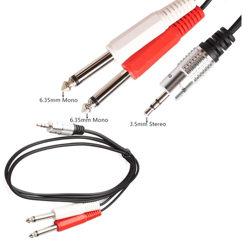 

3.5mm Male 1/8" TS/TRS Stereo to Dual 2x6.35mm Male TS Mono Y Splitter Cable 1m 1.8m Dropship