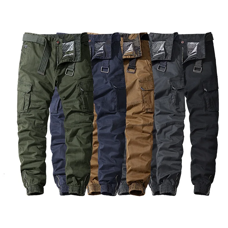 

Men's Military Trousers Casual Cotton Solid Color Cargo Pants Men Outdoor Trekking Traveling Trousers Multi-Pockets Work Pants