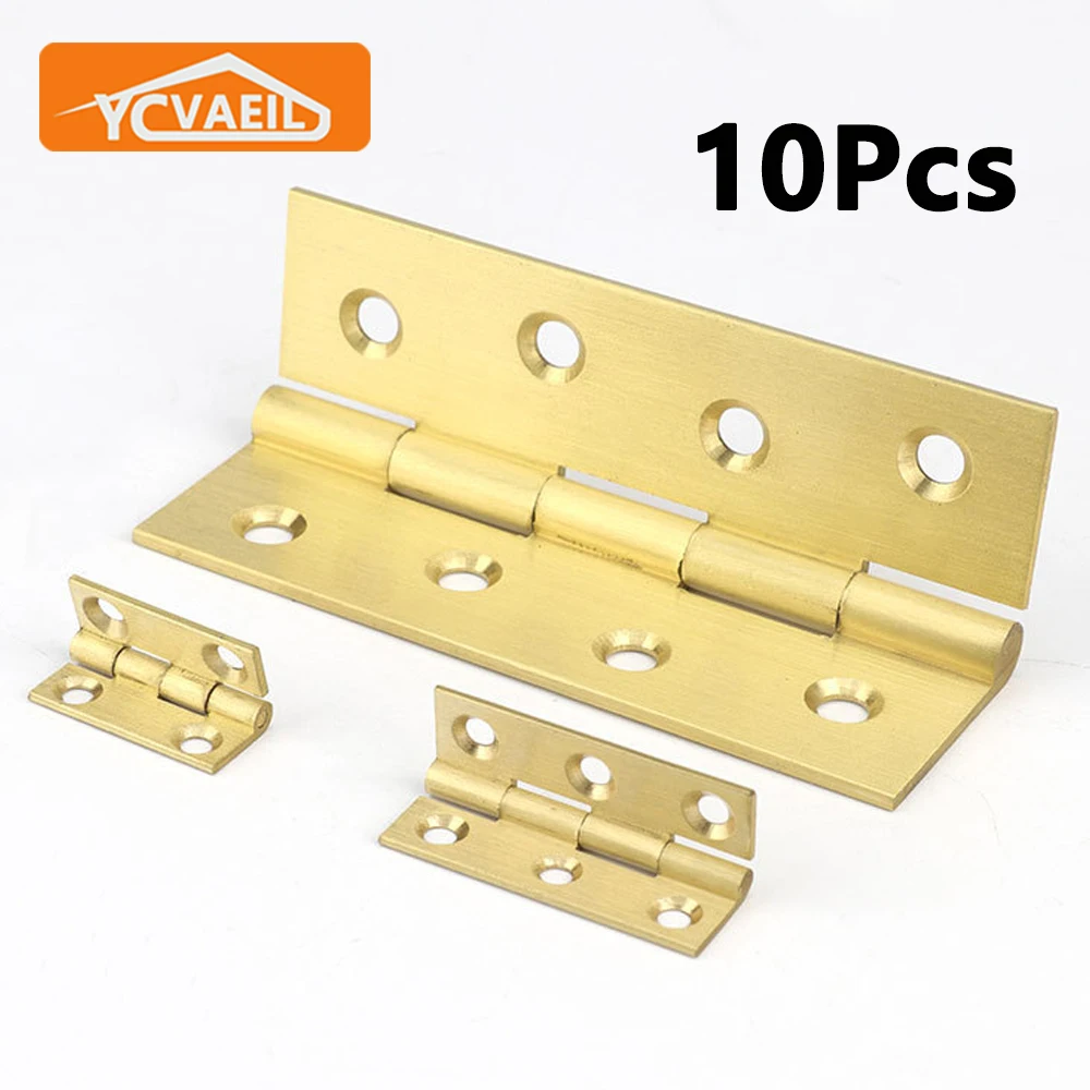 10Pcs Brass Mini Hinge Gold 1.2mm Hardware Accessories Jewelry Wooden Box Cabinet Door Hinges 1/1.5 Inch Furniture Decorative