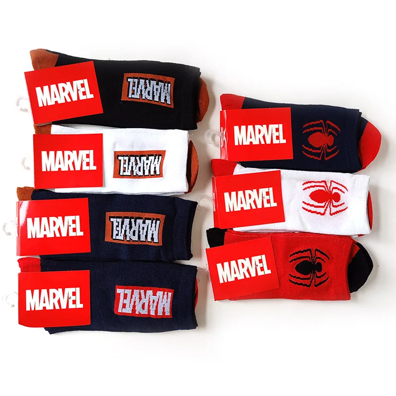 8 Pairs/pack Disney Marvel Spider Socks Men Black White Pure Color Socks Summer Street Wear Man Sox