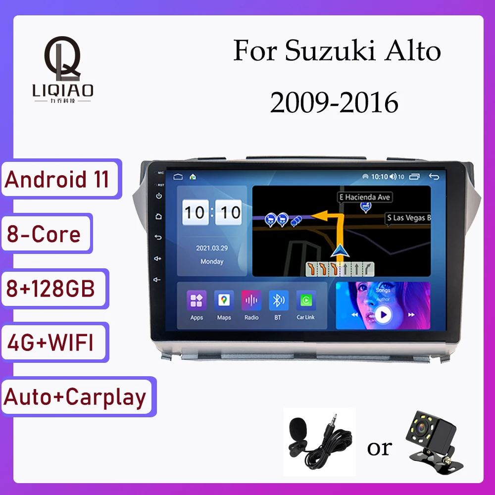 

Автомобильное радио 1280*720P QLED Blu-Ray 9 "IPS для Suzuki Alto 2009-2016 WIFI 2 din Автомобильный мультимедийный видеоплеер беспроводной Carplay DSP BT