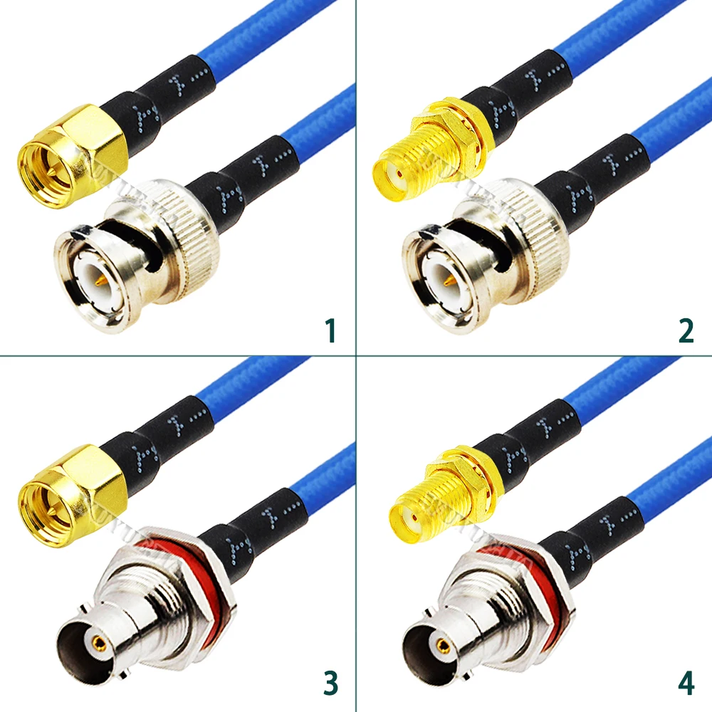 

4 Type RG402 Coax Cable Q9 BNC To SMA Male / Female Connector SMA To BNC Crimp for RG402 RG141 High Frequency Test 50ohm