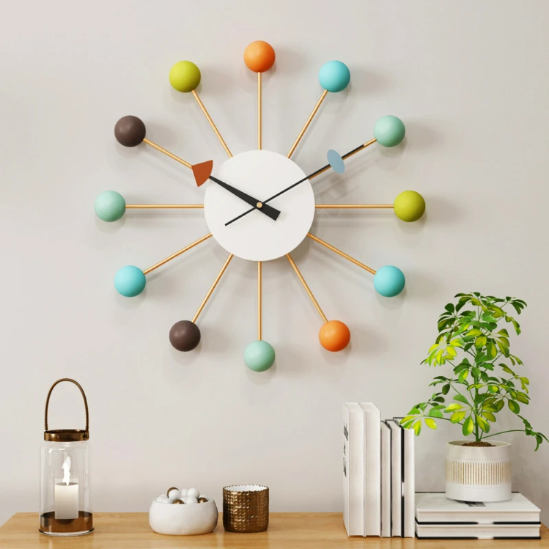 

Nordic Style Wall Clock Light and Simple Restaurant Home Furnishing Fashion Ball Rack Luxury Decor Clocks Garden