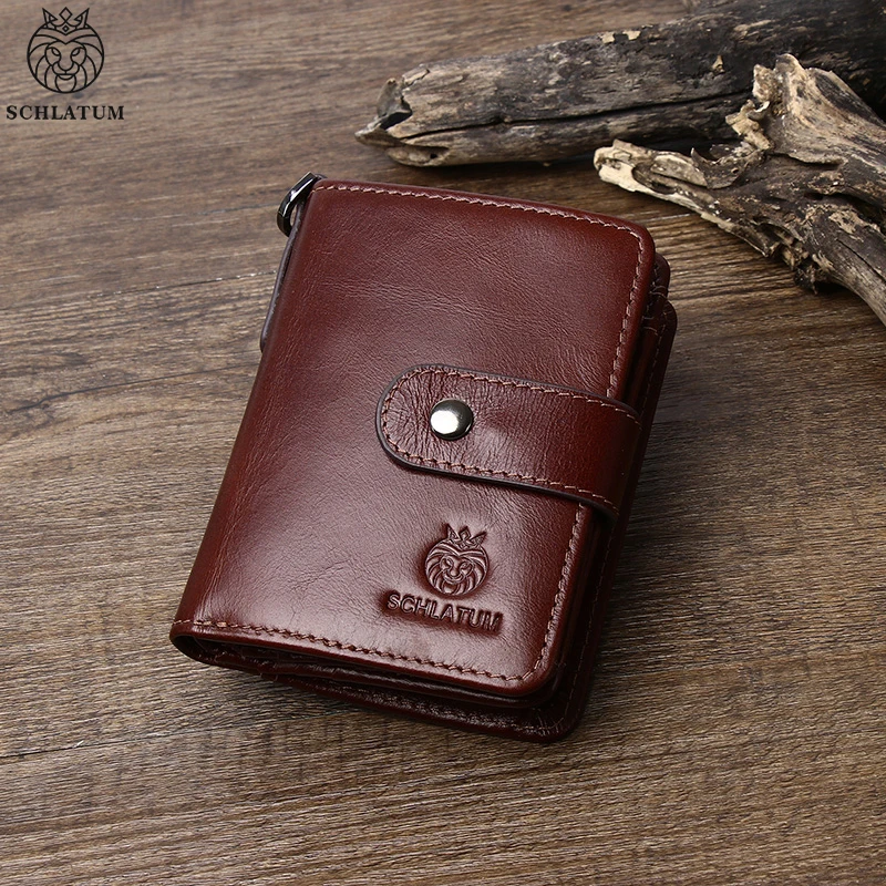 Мужской кожаный кошелек винтажная молния RFID высокое качество брендовый мужской