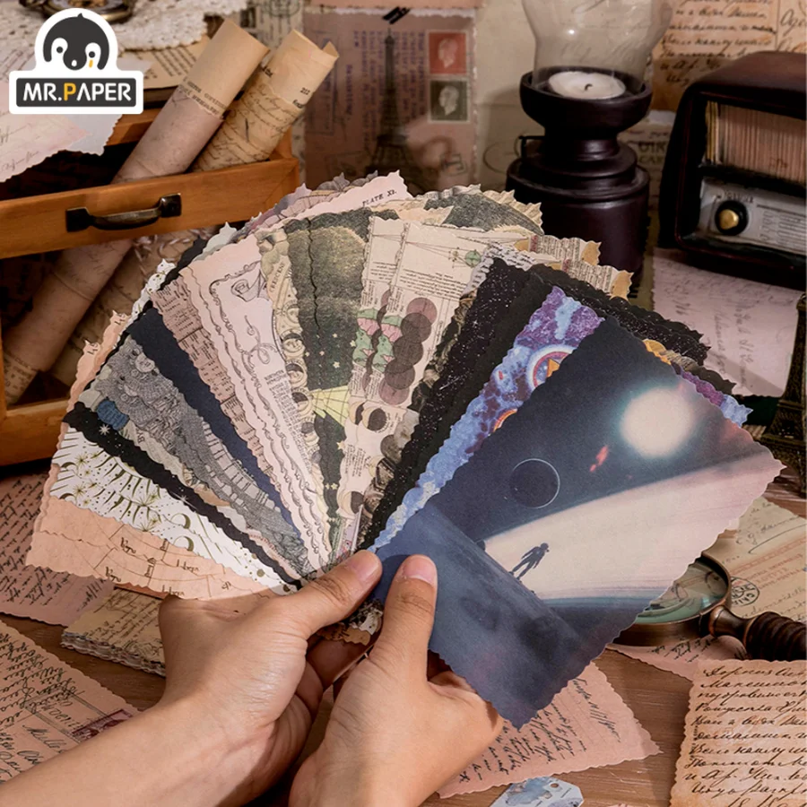 

Mr.paper 6 Styles 30Pcs/Bag Vintage Flower Cardstock Paper Literary Aesthetic Butterfly Hand Account Decorative Material Paper