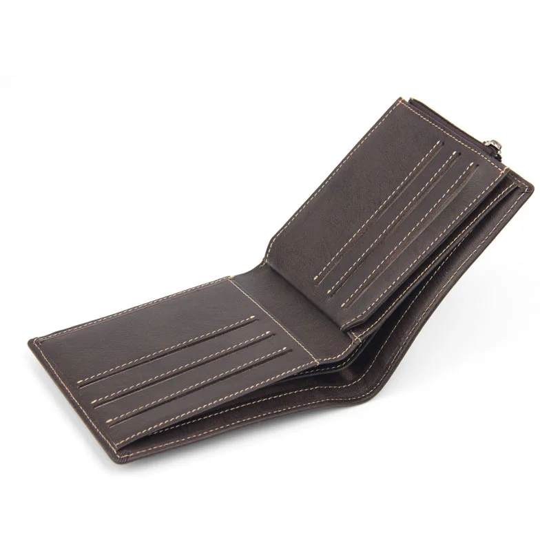 Casual Classic Men's Wallet Leather Short Three Fold Wallet Wallet Multi Function Zipper Multi Card Zero Wallet Wallet Men