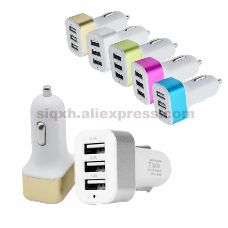 

100Pcs 3 Ports 4 USB Car Charger Car Cigarette Lighter Fast Charge For Samsung Huawei Xiaomi iphone Car Charger