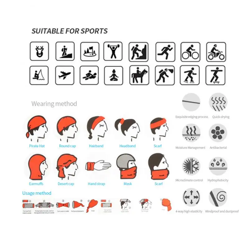 Велосипедная бандана шарф бесшовная велосипедная Лыжная маска для лица