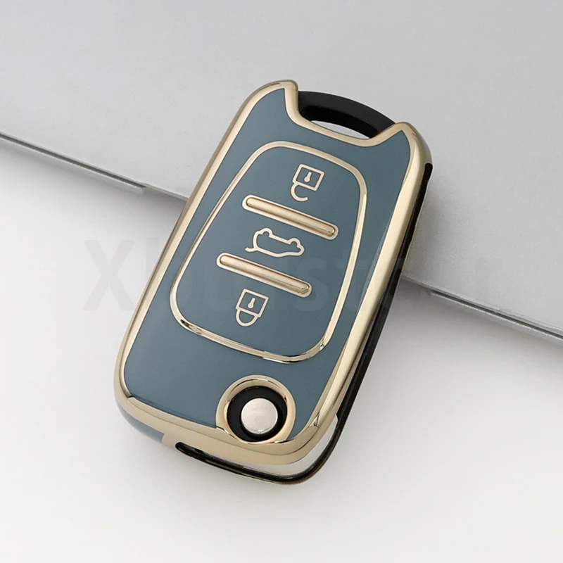 

Чехол для автомобильного складного ключа из ТПУ с 3 кнопками для Hyundai I20 I30 Elantra Azera Veracruz Veloster Kia Rio K7 K5 Sportage Sorento Fob