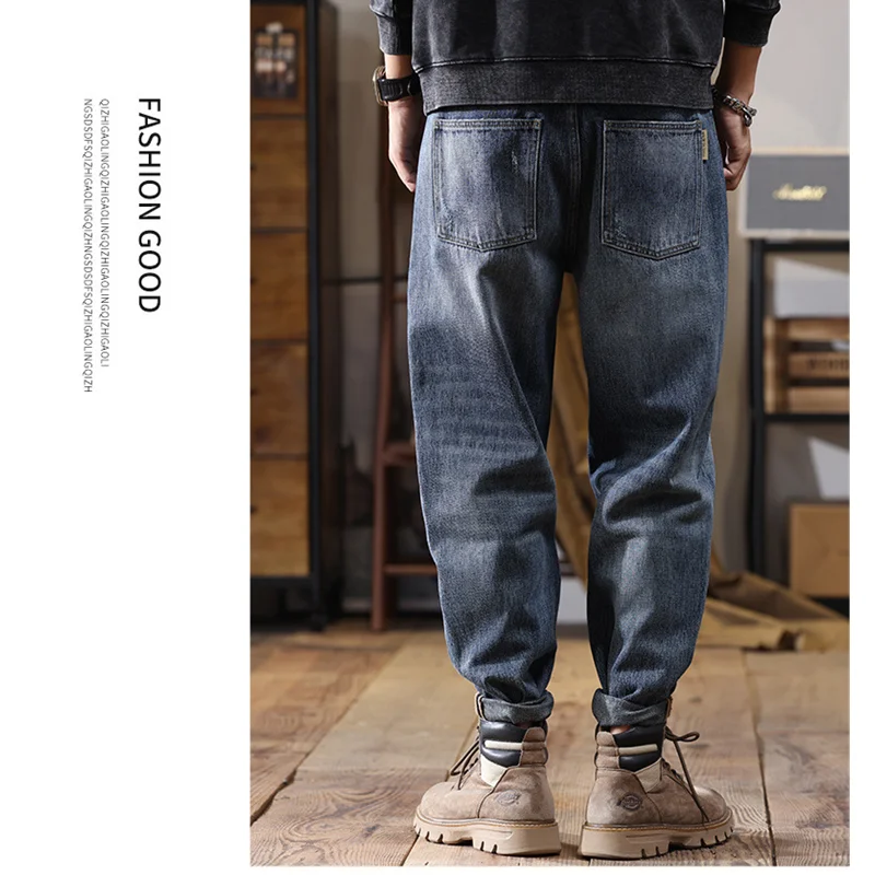 Men Clothing 2022 Autumn and Winter Straight Loose Cylinder Jeans Vintage Chaopai Comfortable Blue Large Harun Trousers Female
