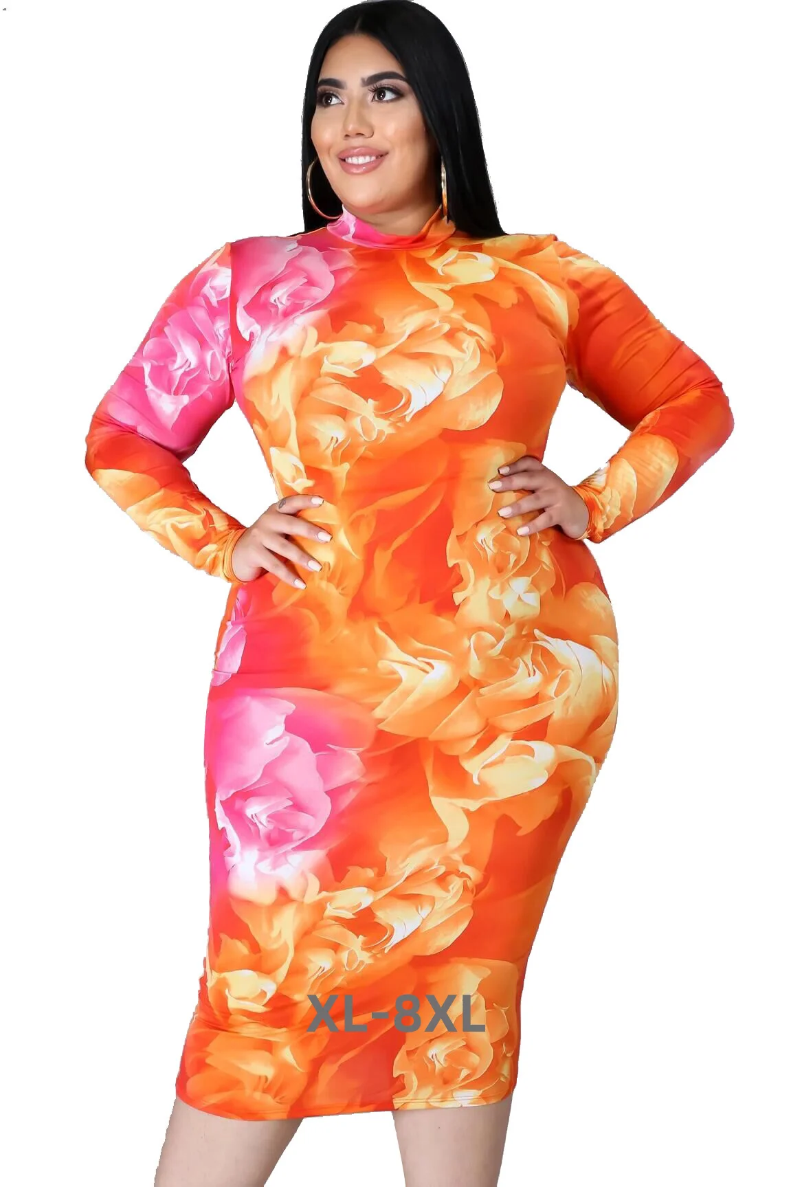 

Plus Size Autumn Women's Clothing Sexy Dresses Women Zipper Slim Printing Long Dress Wholesale Dro 3xl 4xl 5xl 6xl