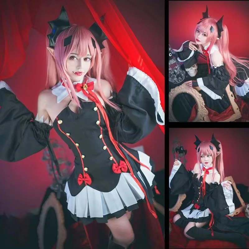 

Костюмы для косплея серофа из конца Овари No Seraph Krul Tepes аниме-фигурка костюм на Хэллоуин для женщин костюм парик Colthing