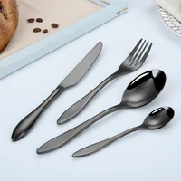 24 pcs stainless steel cutlery set black luxury rendering utensils full tableware set dinner set lunch wedding dining tables set